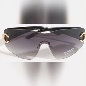 Designer Look Curved Shield Lens Sunglasses